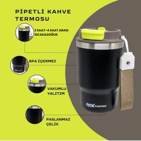 Resim Rox CAMPING PİPETLİ KAHVE TERMOSU 0.45 LT - SİYAH 