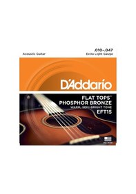 Resim Daddario Eft15 Flat Tops Extra Light Takım Tel Akustik Gitar Teli 