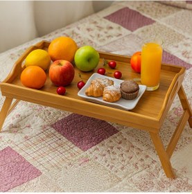 Resim Porsima Katlanır Ayaklı Bambu Tepsi Yatak Keyif Tepsisi 50cm 30cm , Portatif Tepsi Bambu 