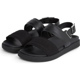Resim Calvin Klein Deri Siyah Erkek Sandalet Back Strap W/ Buckle Logo 