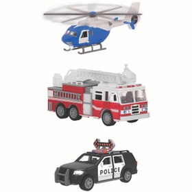 Resim Driven 3'lü Set - Helikopter, Polis Arabası, İtfaiye Arabası 