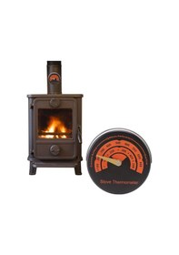 Resim Yuvarlak İşaretçi Soba Termometresi Şömine Bimetalik Termometre 