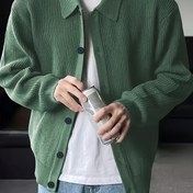 Resim Erkekler İçin Günlük Esnek Örgü Ceket - Siyah Düğmeli Blazer Beyaz Yaka & Koyu Kahverengi, Makinede Yıkanabilir Sonbahar/Kışlık Mont, Kot ve Kumaş Pantolonlar İçin Çok Yönlü (Kuru Temizleme Yapılmaz) 
