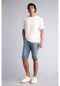 Resim Defacto Slim Fit Dar Kesim Jean Bermuda Şort F4220ax25smnm29 Yeşil 