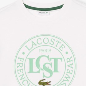 Resim Lacoste Çocuk Bisiklet Yaka Baskılı Beyaz T-Shirt 