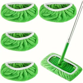 Resim 4 adet Yeniden Kullanılabilir Mop Yedek Bezi, Düz Zemin Mop Bezi, Yıkanabilir ve Dayanıklı Yedek Mop Bezi, Yüksek Kir Emme Hızı ve Su Emme, Hem Kuru Hem de Islak Kullanım İçin Uygun, Temizlemesi Kolay, Temizlik Ürünü (Mop Dahil Değildir) 