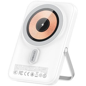 Resim Recci RPB-W08C Mechanic Serisi Dijital LED Ekranlı Standlı Kablosuz Powerbank 10000mAh 15W Beyaz 