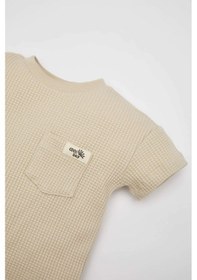 Resim Defacto Erkek Bebek Bisiklet Yaka Waffle Kısa Kollu Tişört C2208A524SMBG106 Bej 