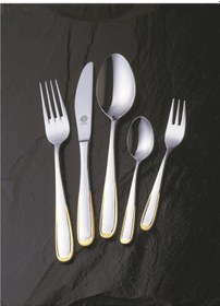 Resim Regina Parlak Altın Solingen 96 Parça Kutulu Çatal Kaşık Bıçak Altın 