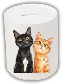 Resim İkili Kedi Baskılı Kumbara 