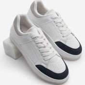 Resim Marjin Kadın Sneaker Kalın Taban Süet Detay Spor Ayakkabı Hinos Lacivert 