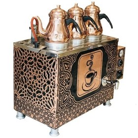 Resim Elektrikli Üç Demlikli Bakır Çay Kazanı Demlik Hediyeli 