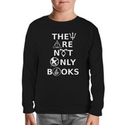 Resim They are not Only Books Siyah Çocuk Sweatshirt 