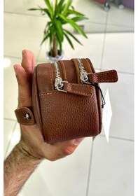 Resim Empiero Mat Taba Hakiki Deri Çift Fermuarlı El Çantası El Geçmeli Mat Taba 