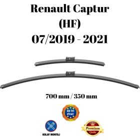 Resim Renault Captur Hf 2019 2020 2021 Uyumlu Ön Cam Muz Tipi Silecek Süpürgesi Seti 700/350mm Silbak 
