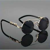 Resim Fastbuy Boatshop1 Siyah Gri Uniseks Yuvarlak Çerçeve Retro Spor Moda Gözlük Çift Köprü 