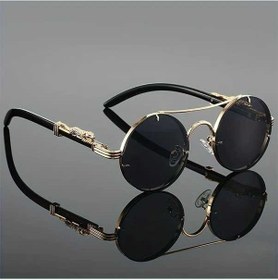 Resim Fastbuy Boatshop1 Siyah Gri Uniseks Yuvarlak Çerçeve Retro Spor Moda Gözlük Çift Köprü 