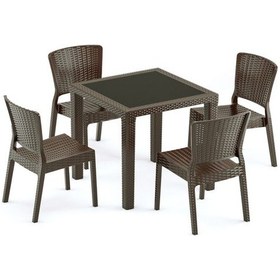 Resim Bintaşmobilya Venge Kare Cafe Dış Mekan Bahçe Masa Sandalye Takımı Venge 