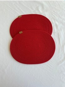 Resim Jüt Amerikan Servis Sofra Altlığı, Masa Dekoru Supla Oval 30x40 8li Kırmızı 