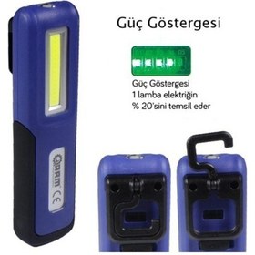 Resim Arm Esen99 Şarjlı Led El Lambası Mıknatıslı Fener 3W 240Lumen Mavi 