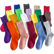 Resim 1 Çift Zipeisox Kadınların Renkli Orta-Bacak Çorapları, %96.9 Polyester %3.1 Spandeks, Örgü Kumaş, Düz Renk, Makinede Yıkanabilir, 300g/m² - Çok Yönlü Moda Çorapları 