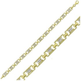 Resim 925 Ayar Gümüş Gold Baget Su Yolu Bileklik Beyaz 
