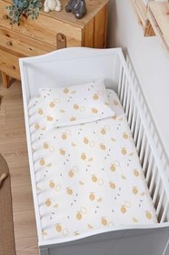 Resim Organik Bebek Boy Lastikli Çarşaf Seti - Limon Çiçeği 70 x 110 