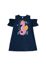 Resim Denokids Mushi Denizatı Unicorn Kız Çocuk Elbise Lacivert 