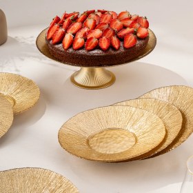 Resim Emsan Golden 7 Parça Cam Pasta / Tatlı Seti 