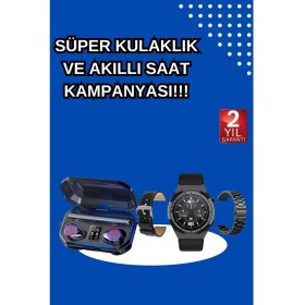 Resim Beruflic Yeni Nesil Kampanyası Bluetooth Bağlantılı Akıllı Saat ve Kablosuz Kulaklık Dijital Gösterge 