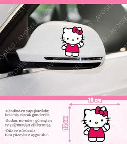 Resim Avoseed Hello Kitty Dikiz Aynası Sticker 2 Adet , kendinden yapışkanlı sticker 10 x 12 cm 