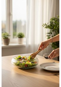 Resim Cam Salata Kasesi - 30 Cm Orta Sunum Kasesi - Çok Amaçlı Kase Meyvelik Şeffaf 
