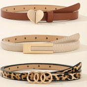 Resim 3 adet Kadın Preppy Rahat Leopar Desenli Kalp Kemeri, Basit, Tekstil Olmayan Malzemeler, Ortalama Boyut, Tüy Yok, Bakım Talimatları: Yıkamayın, Etek, Kot Pantolon, Günlük Yolculuk, Kolej, Hafta Sonu Rahat, Olgun 