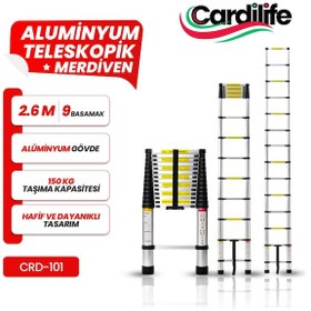 Resim Teleskopik Alüminyum Merdiven 2.6 Mt 9 Basamaklı 1 Adet 