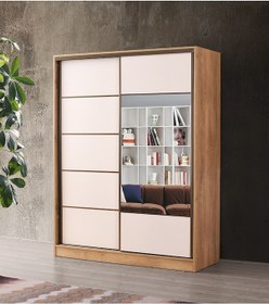 Resim Beenal Beenal Venüs Sürgülü Gardırop 160 Cm - Lefkas Ceviz-Beyaz 