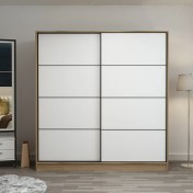 Resim Minar Kale 2 Kapaklı Sürgülü Dolap 180 cm - Dore/beyaz 210 cm 