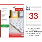 Resim Tanex Tw-2433 Laser Etiket 70 X 23 MM 