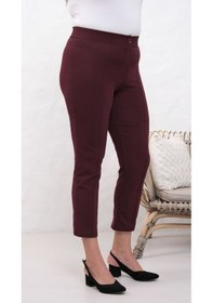 Resim Paw Garage Likralı Bordo Büyük Beden Dar Paça Pantolon, 4 Mevsim, Vücudu Toplayan Pantolon Bordo 