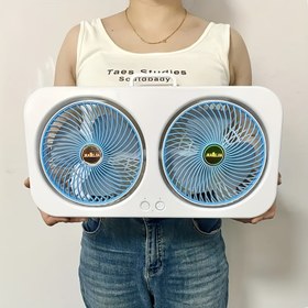 Resim En çok satan çift başlıklı USB fan, 360° dönebilen kanatlar, duvara monte edilebilir ve ayakta kullanım, şarj edilebilir 18650 pil, çok fonksiyonlu soğutma çözümü, sessiz çalışma, 3 hız ayarlı hafif fan, ofis, yatak odası, açık hava, kamp gibi 5 farklı senaryo için uygun 