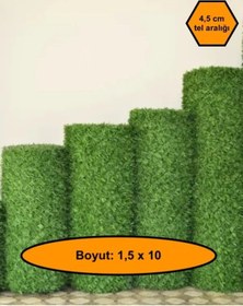 Resim 1.5x10 Metre Çim Çit. Bahçe Çiti. Dekoratif Telli Çit. Yapay Çim Çit 
