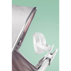 Resim 360° Dönen Taşınabilir Puset Fan Mandallı Kıskaçlı Model Bebek Arabası Araç Içi Fan Soğutucu Sessiz 