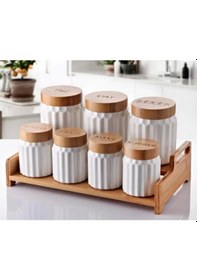 Resim Gönül Gnl3504 Bambu Kapaklı Baharat Seti 7 Li Beyaz 