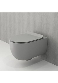 Resim V Tondo Rimless Asma Klozet Kanalsız Kısa Kapak Dahil Mat Gri 1417-006-0128 Mat Gri 