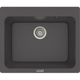 Resim POLEX Cristalüx Granit Evye P-N60 Antrasit Tezgah Altı Ve Tezgah Üstü Kare Mutfak Evyesi 61,5x51,8cm 