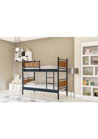 Resim Metalia Gm 128 Star Ahşap Metal Ranza Siyah-Ceviz 