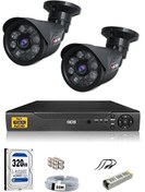 Resim 2 Kameralı 5 MP Sony Lensli FHD Gece Görüşlü Cepten İzle Güvenlik Kamerası Sistemi DS-2015HD-SET2-320-BLACK IDS