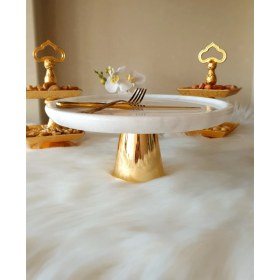 Resim Panorama Mermer Pasta Kek Standı 