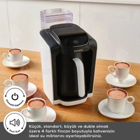 Resim Karaca Su Hazneli ve Sesli Ikazlı Türk Kahvesi Makinesi Beyaz Hatır Otomatik 