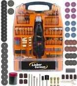 Resim Lieber German 340 Parça 400 Watt Devir Ayarlı Ahşap Mermer Plastik Oyma Hobi Kalıpçı Taşlama Gravür Makinesi Seti 