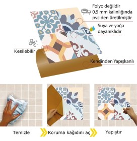 Resim Kendinden Yapışkanlı Modern 4'lü Desenli Pvc Karo 30X30 cm (33 Adet) 3m2 